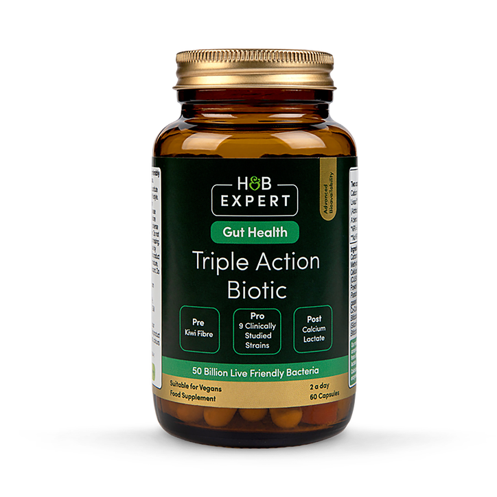 H&B Expert Triple Action Biotic Gut Formula 60 Capsules